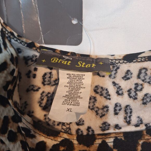 Brat Star Leopard Print Polyester Short Sleeve Dress XL - Picture 8 of 8